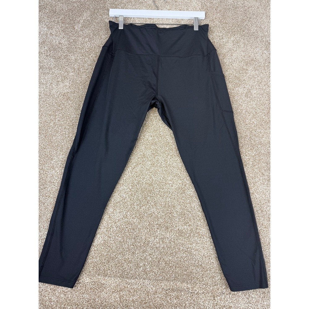 Tommie Copper Womens XL Black Compression Leggings Copper High Rise Pockets